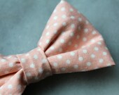 Boy's Bow Tie in Peach polka dots - clip on