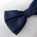 Navy Blue Dupioni Silk Bow Tie for boys - Clip on