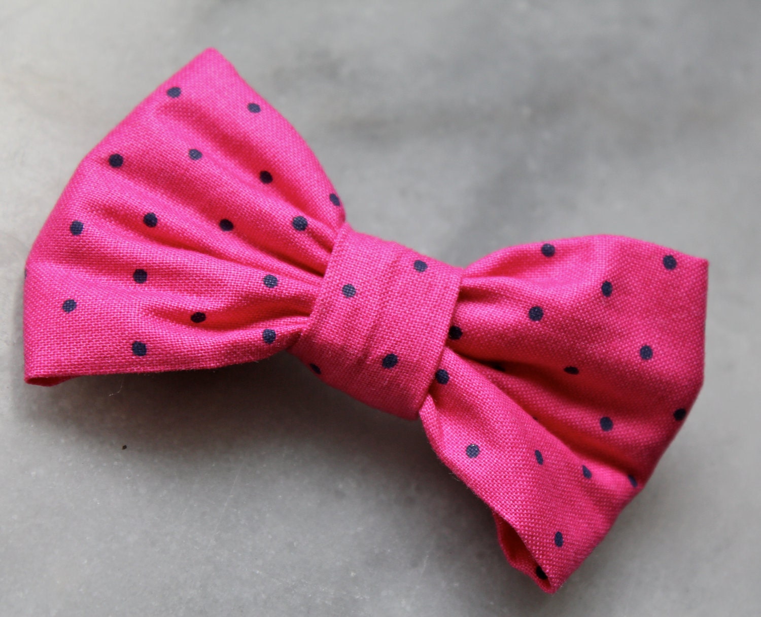 Boy's Navy and Fuchsia Pin Dot bow tie - clip on