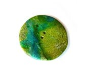 Large bag button, Emerald green turquoise, big button 2"1/4 - 55mm - Handmade polymer clay - unique