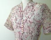 vintage 1940s Dress // Plisse Floral Dress