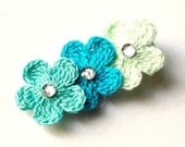 Baby Hair Clip - Crochet Hair Clip - Flower Hair Clip -Ocean Blue Crochet Flower Bundle Hair Clip,Girl, Baby, Toddler, Children clippies