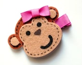 Baby Hair Clip - Felt Hair Clip - Toddler Hair Clip - Felt Monkey Hair Clip