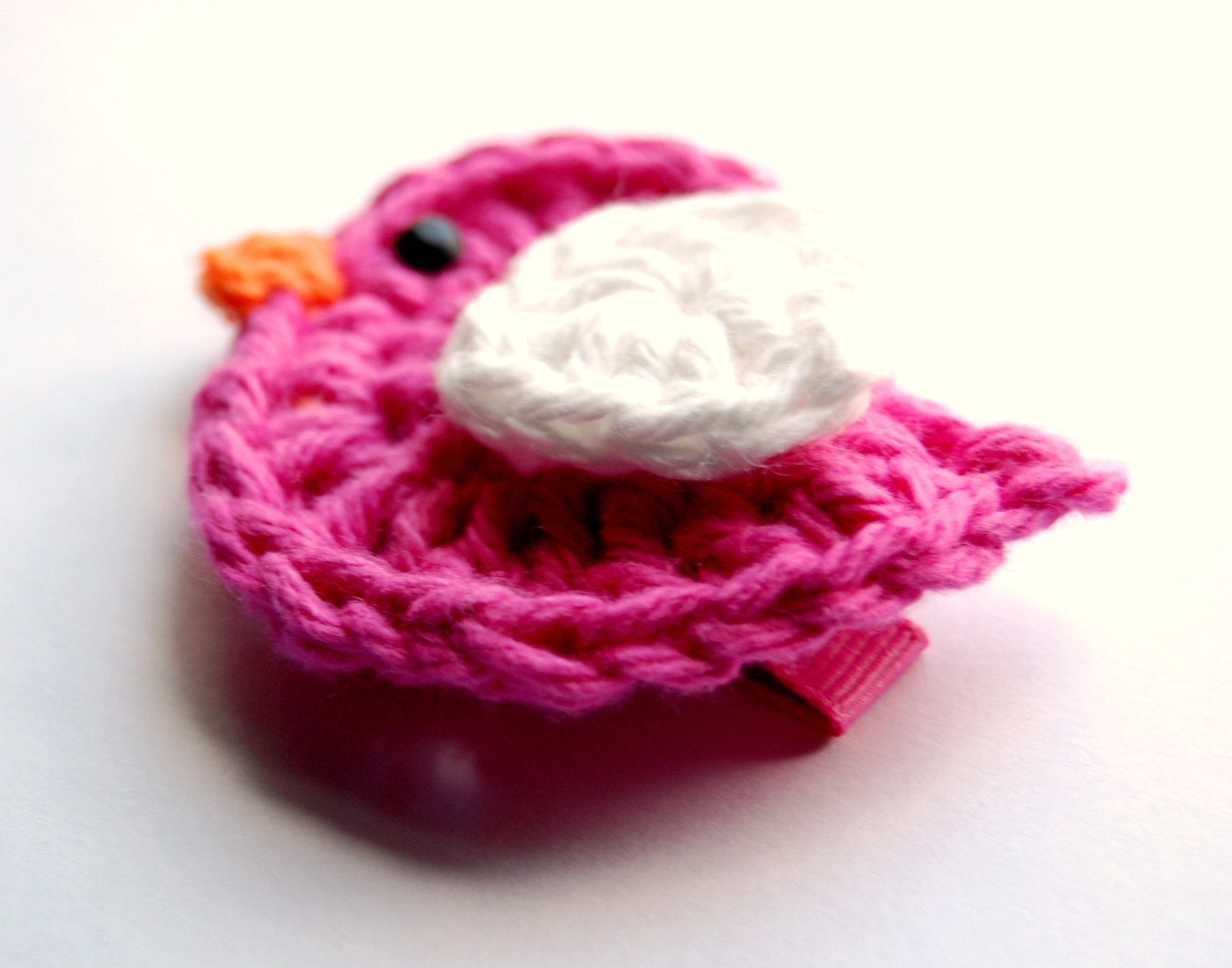 Baby Hair Clip - Baby Girl Hair Clip - Toddler Hair Clip -NEW Hot Pink  Crochet Bird Hair Clip,Girl, Baby, Toddler, Children clippies