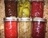 Gourmet Sampler Pack 6 8 oz Jars: Jams, Relishes, Pickles Chutneys