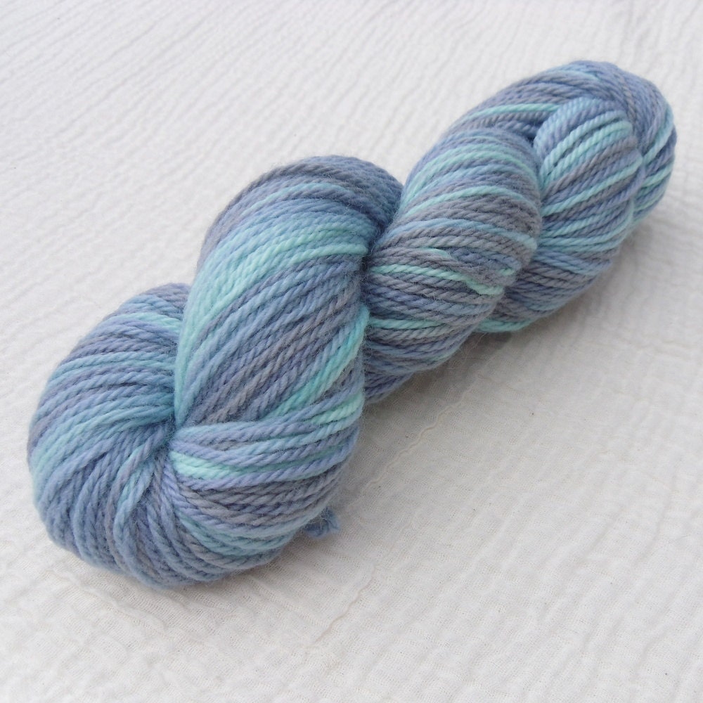Hand Dyed BFL Aran Yarn - Bluebird