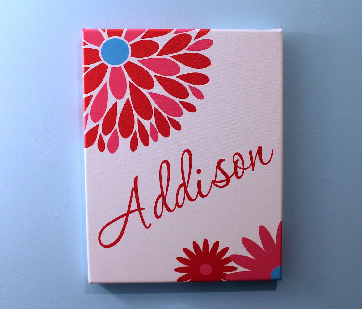 Childrens Wall Art  Flower Dahlia Daisy 11" x 14" Stretched Canvas Decor Kids Print Harlington OHSC