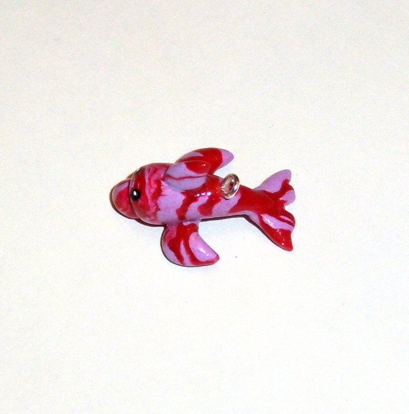 Red and Pink Swirly Dolphin Charm