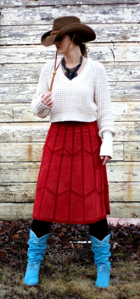 Shady Lady.................Vintage Red LEATHER skirt