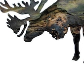 Caribou Silhouette In Bark, Wall Art Decor : Woodland Animal Photography - Rustic Lodge & Home, Natural Boys Room, Nursery