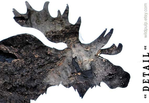 Moose Silhouette In Bark, Wall Art Decor : Woodland Animal Photography - Rustic Lodge & Home, Natural Boys Room, Nursery