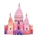 Sacre Coeur Illustration, 12" x 12", Digital Print