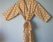 Plus Size Womens Robe. Dressing Gown. Wrap. Knee Length. Bohemian Yellow.