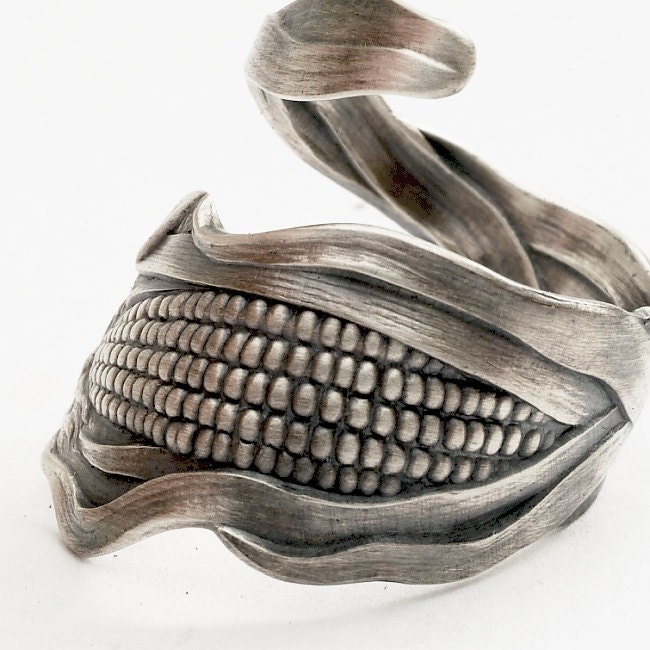 Ode to Corn, Sterling Silver Spoon Ring, Made in YOUR Size (811)