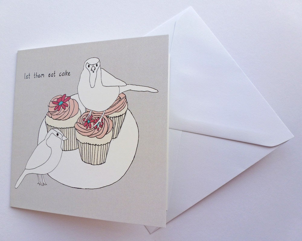 Cute Cupcakes and Birds Birthday Card