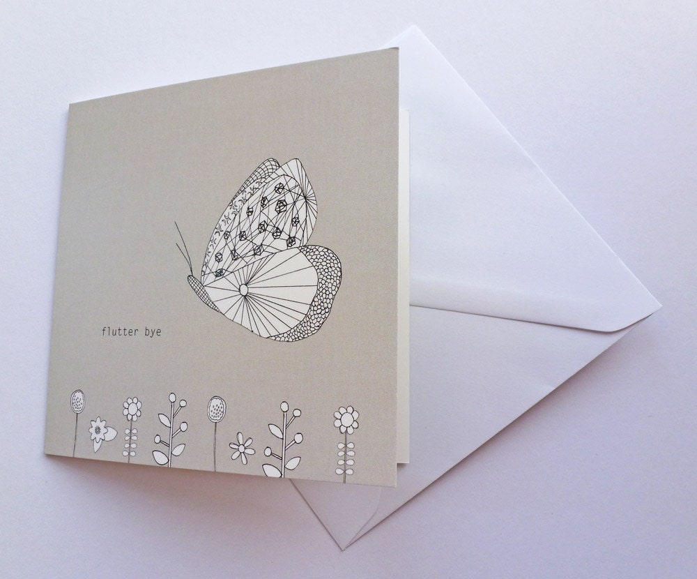 Butterfly & Flowers Bon Voyage-Farewell Card