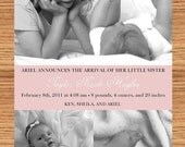 Sister or brother baby announcement  you print custom digital photo card by delightfulprints