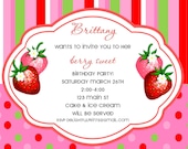 Strawberry Berry sweet birthday invite you print custom digital photo card by delightfulprints