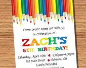 Colored Pencil Arts and crafts painting birthday invitation ...DIY you print custom card by delightfulprints Il_170x135