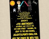 Star Wars Scroll text inspired birthday invitation many colors ...DIY you print custom photo card by delightfulprints Il_170x135