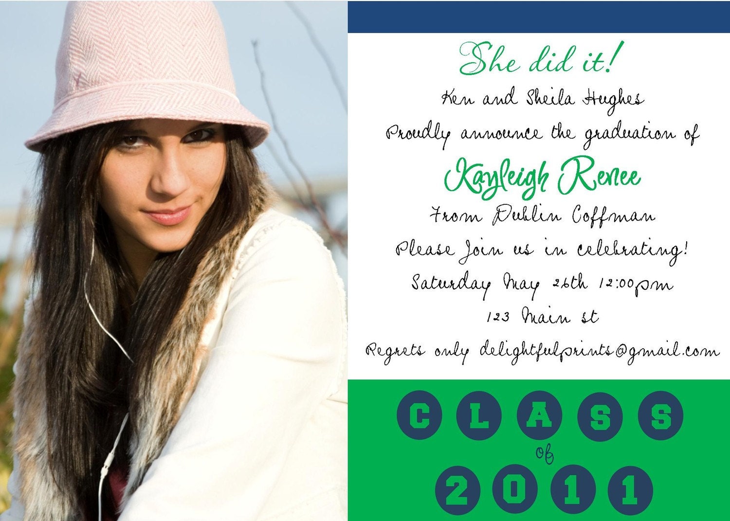 Graduation announcement or invitation Your school colors...DIY you print custom photo card by delightfulprints Il_570xn