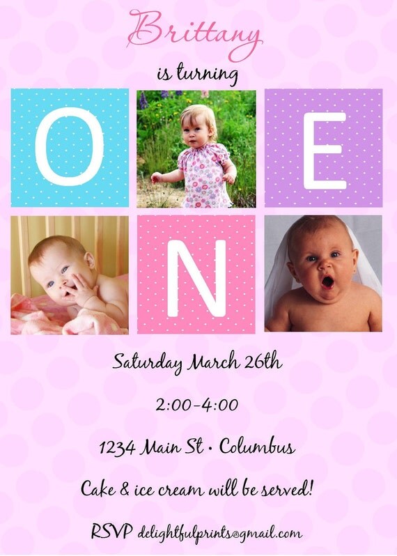 Baby blocks girl or boy birthday invitation many colors ...DIY you print custom photo card by delightfulprints Il_570xn