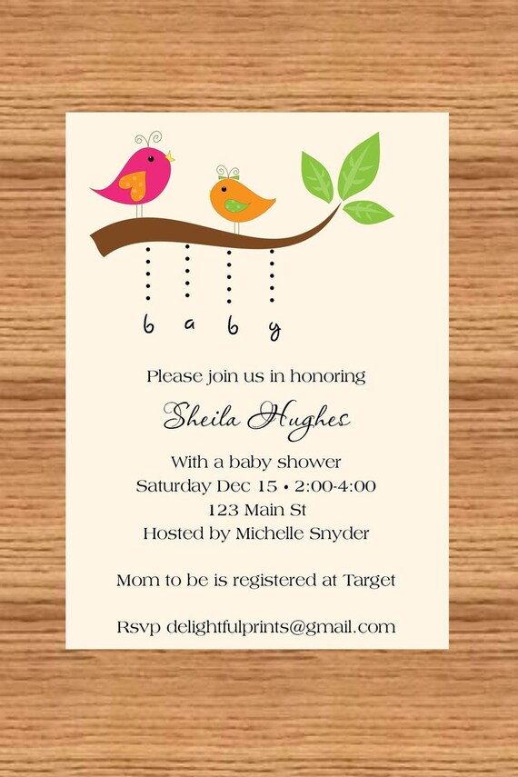 Baby birds shower invitation boy/girl you print custom digital photo card by delightfulprints Il_570xn