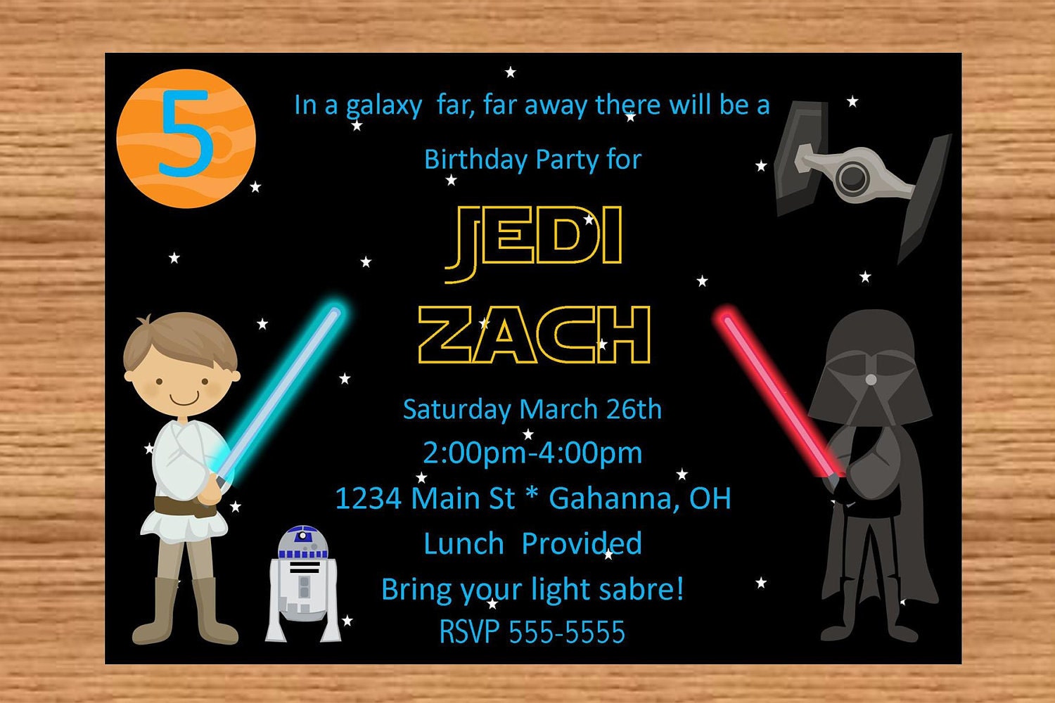 Star Wars inspired birthday invitation many colors ...DIY you print custom photo card by delightfulprints Il_570xn