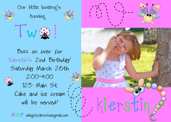 Cute bugs birthday invitation...DIY you print custom photo card by delightfulprints Il_570xn