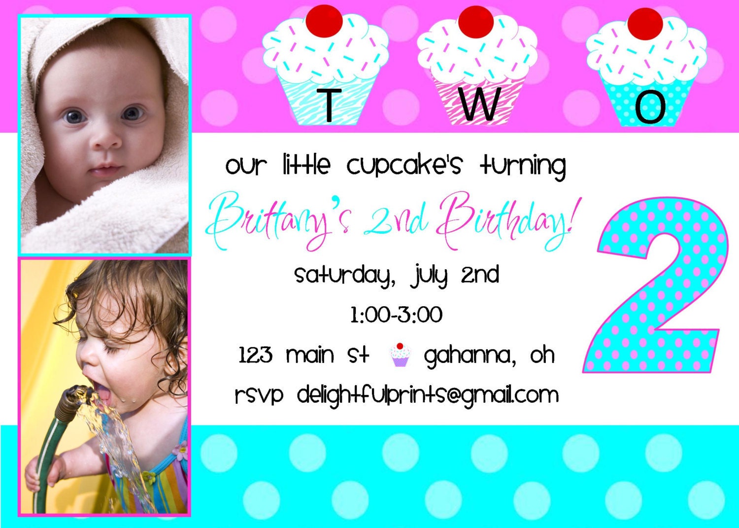 Cupcake birthday invitation ANY color...DIY you print custom photo card by delightfulprints Il_570xn
