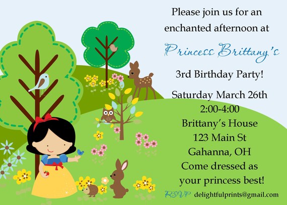 Snow White inspired birthday invitation ...DIY you print custom photo card by delightfulprints Il_570xn