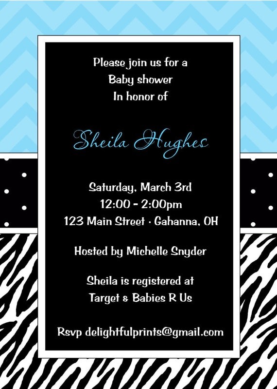 Chevron zebra baby shower you print custom digital photo card by delightfulprints Il_570xn