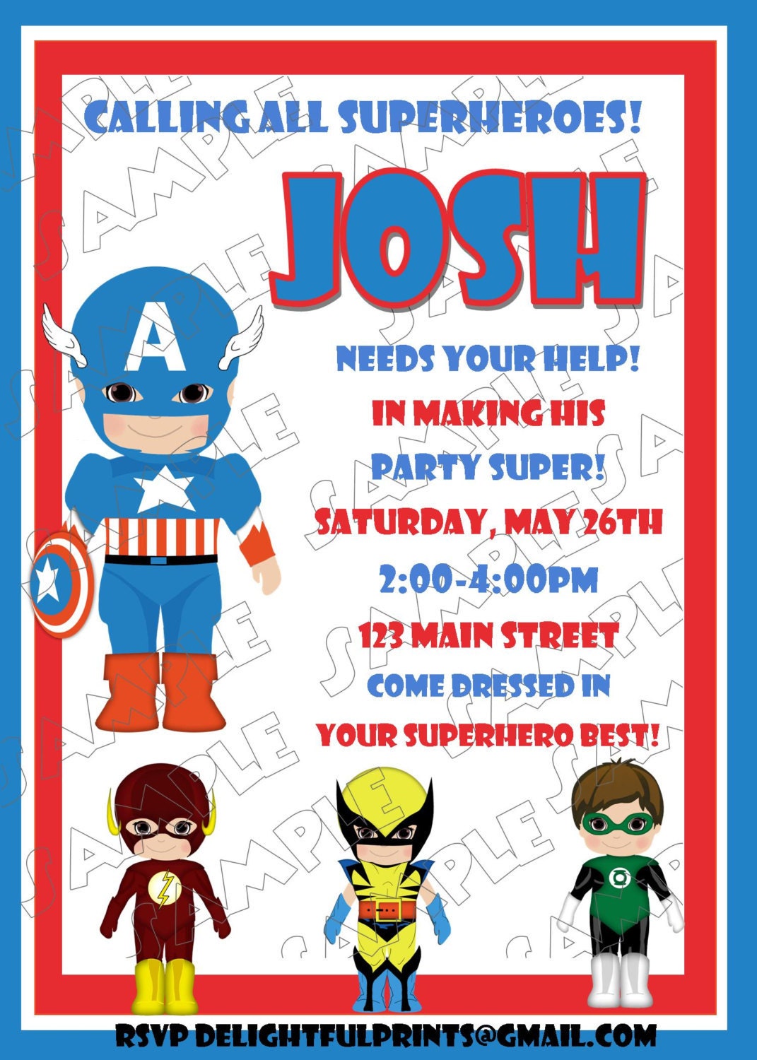 Captain America birthday invitation and friends many colors...DIY you print custom photo card by delightfulprints Il_570xn