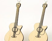 Cut Away Acoustic Guitars - Wood Laser Cut Earrings