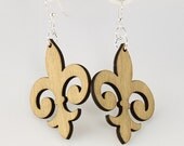 Fleur de Lis Earrings - Laser Cut Wood Earrrings