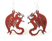 Dragons - Laser Cut Earrings from Reforested Wood