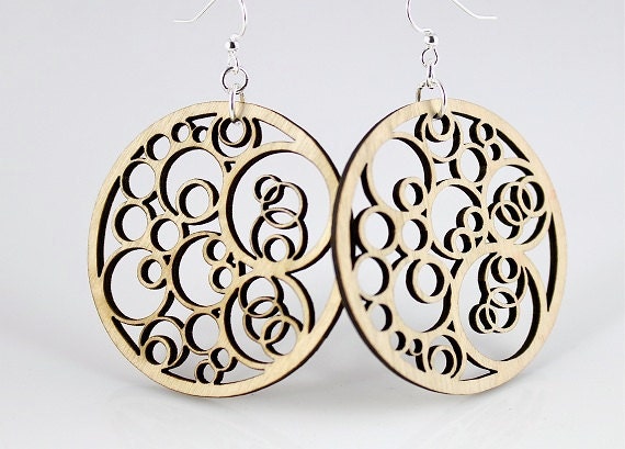 Circle Geometric Circles- Wood Earrings