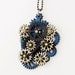 Cobolt Blue Colored Kinetic Gear Pendant - All made from laser cut moveable wood pieces