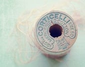 Faded Pink - Photography print Vintage wooden thread spool pastel pale pink baby blue craft room decor macro Photograph 5x7 - GrainnePhotography
