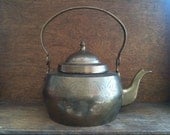 Vintage English Dark Gold Kettle, with Collapsable Handle