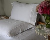 Plain White standard queen Pillowcase with handmade crochet lace French Country home -shabby chic bedding pillow cases cotton Turkish Turkey