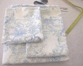 Blue floral cream background Queen size Duvet cover with euro shams and pillowcases