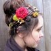 Floral Headband - Bohemian Folk, Flowers & Circles Head Wreath, Crown