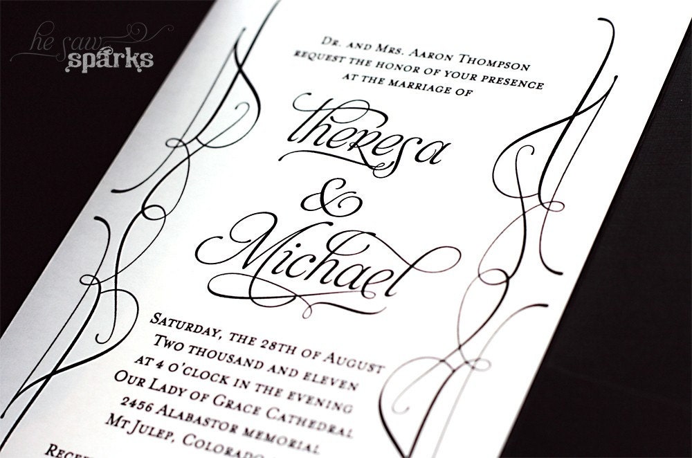 DIY template - for the Bride on a Budget - Side Swirls Invitation Suite - Printable