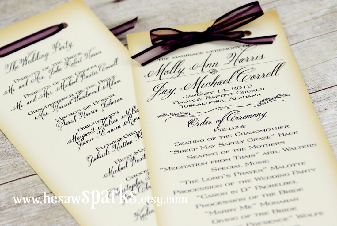 Vintage Ceremony Program - Printable - DIY