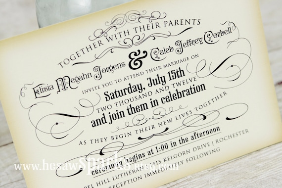 Vintage Wedding Invitation - Printable - DIY - The Timeless Suite