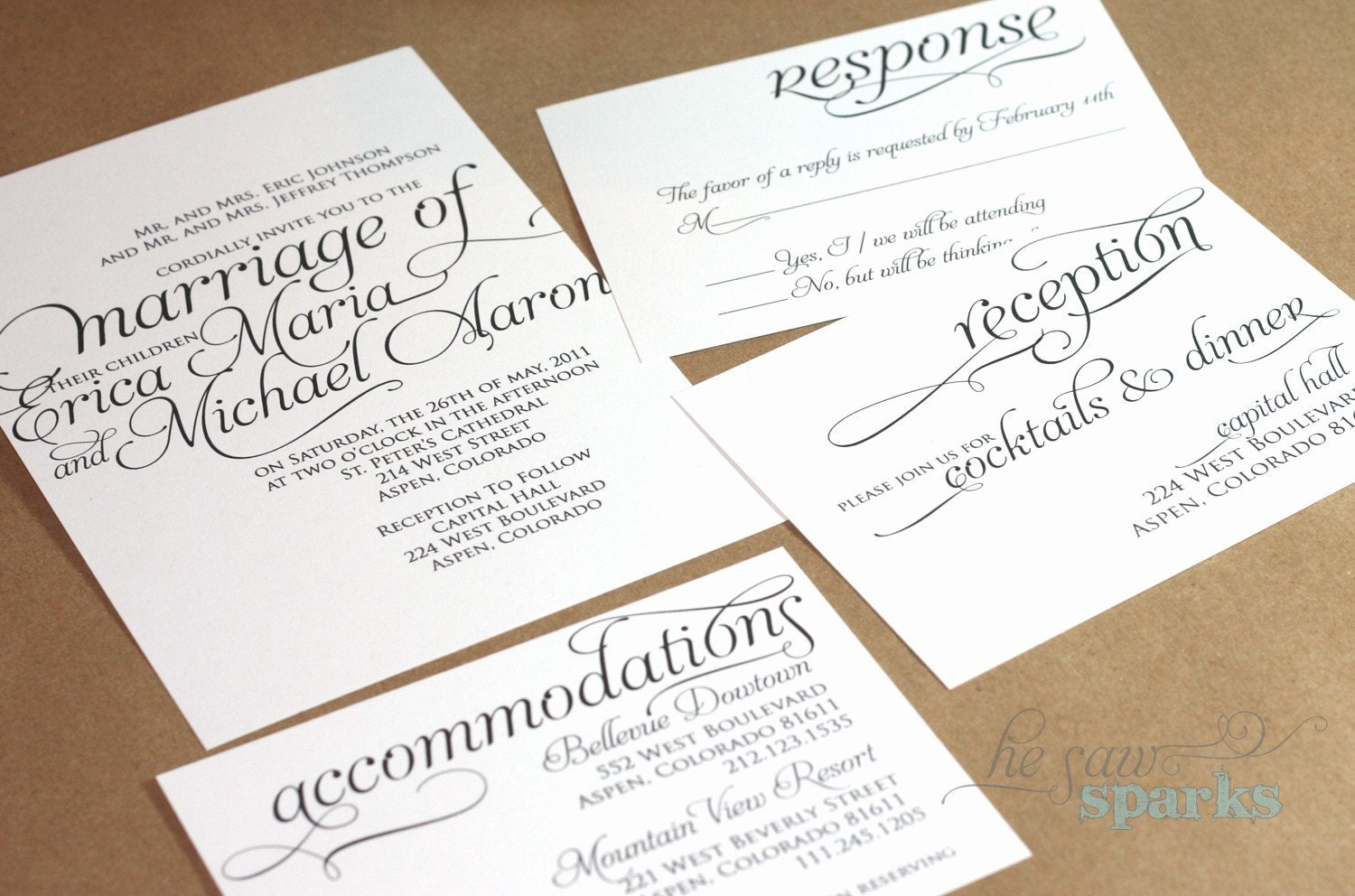Ornate Script Wedding Invitation Package (Printable) DIY