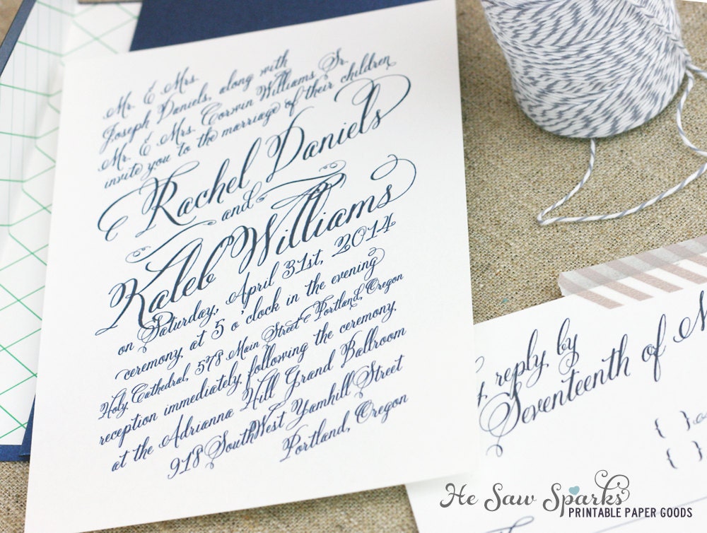 Printable Wedding Invitation - The Rachel Collection