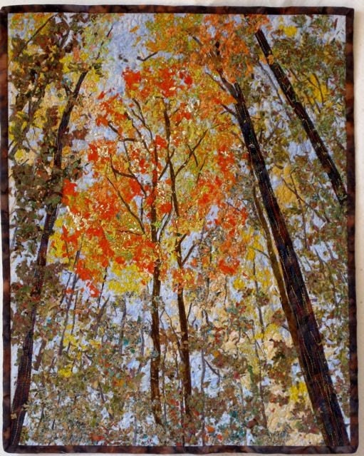 Quilted Wall Hanging  Art Quilt  Autumn Trees  Original