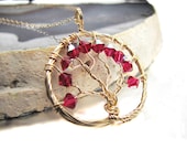 Ruby Red Tree of Life JULY Birthstone Celebration Necklace